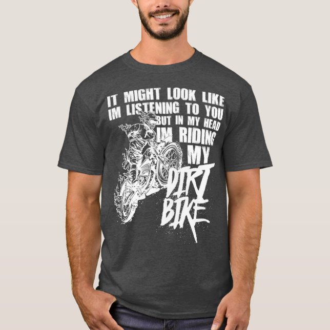 I mitt huvud riding min Dirt Bike Funny Dirt T Shirt (Framsida)