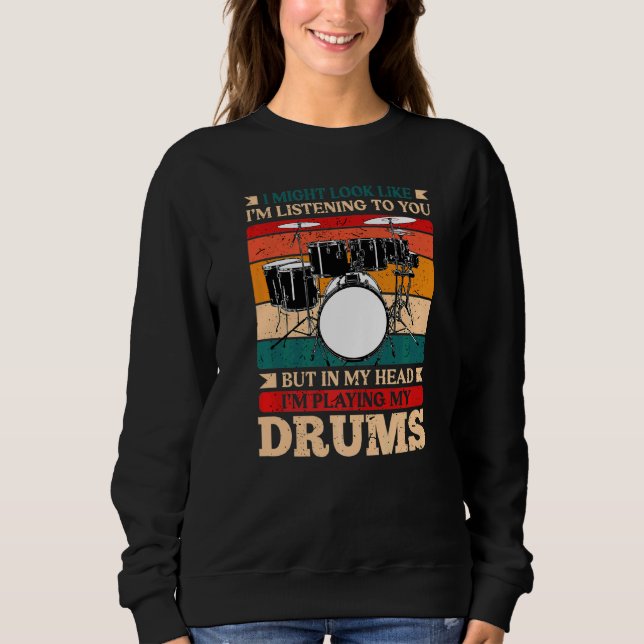 I mitt huvud spelar jag Drums Drummer T Shirt (Framsida)