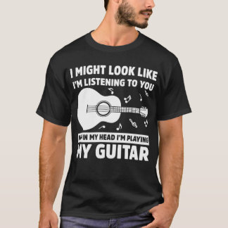 I mitt huvud spelar jag Guitar Funny Music T Shirt