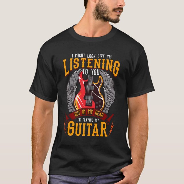 I mitt huvud spelar jag min gitarr t shirt (Framsida)