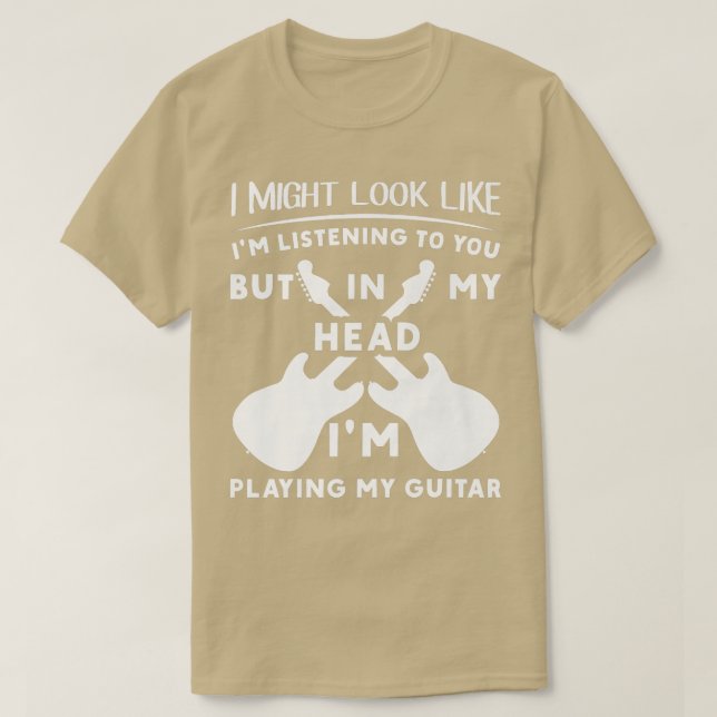 I mitt huvud spelar jag min Guitar Musician Bass G T Shirt (Design framsida)