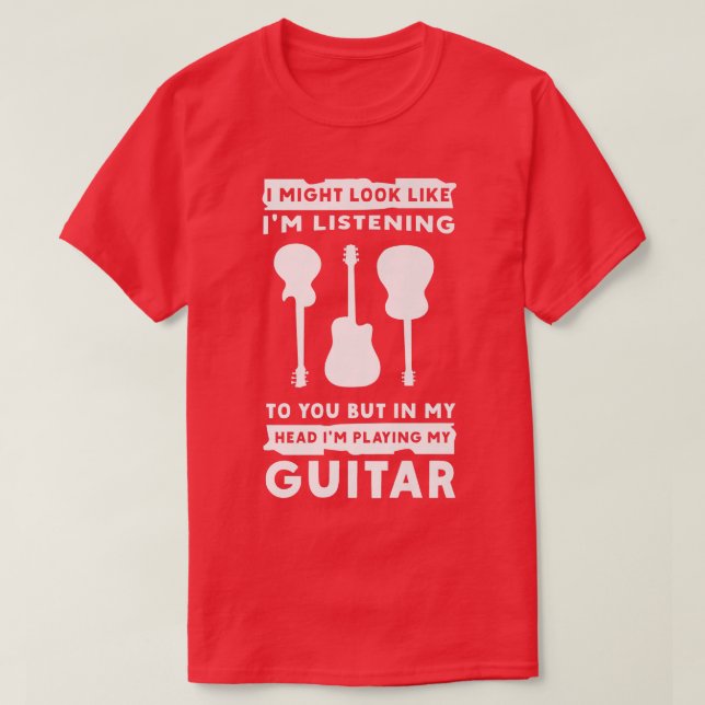 I mitt huvud spelar jag min Guitar Musician Bass G T Shirt (Design framsida)