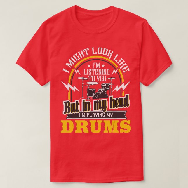 I mitt huvud spelar jag mina Drums Drummer-diskuss T Shirt (Design framsida)