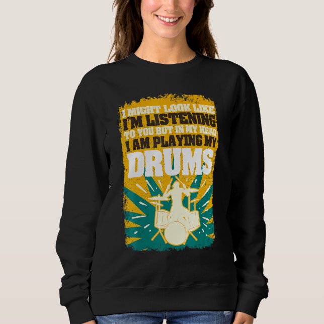 I mitt huvud spelar jag trummor trummis t shirt (Framsida)