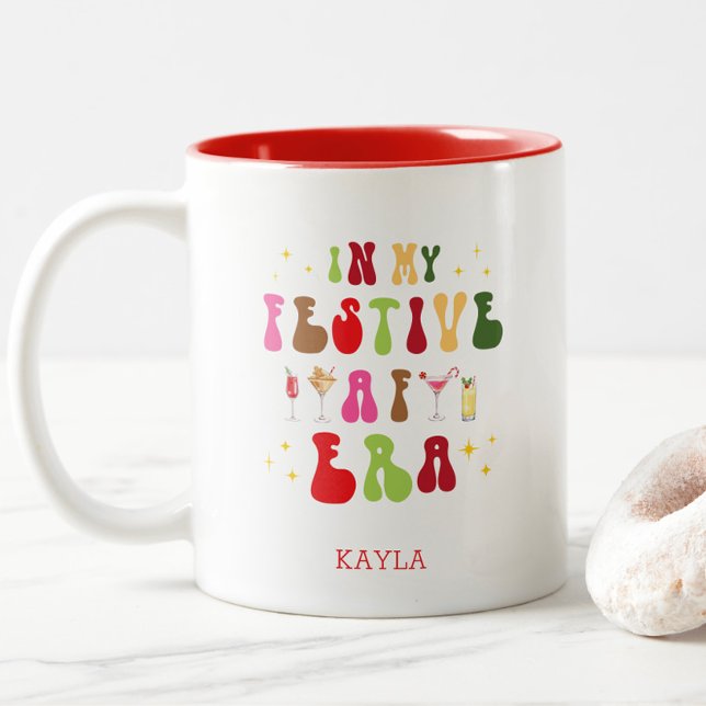 I mitt kommande AF Era-Trendig Helgdag jul Två-Tonad Mugg (In My Festive AF Era Personalized Coffee Mug - A fun, trendy gift this holiday season!)