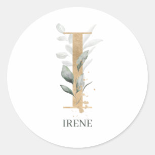I Monogram Blommigt Personlig Runt Klistermärke
