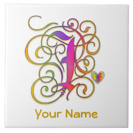 I Monogram ditt namn "Gothic Rainbow" keramisk pan Kakelplatta