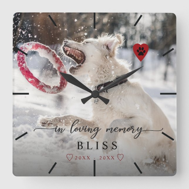 I Monogram för att ladda ned minnesplatta fotopapp Fyrkantig Klocka (Framsida)