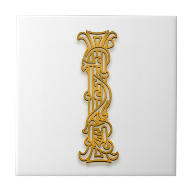 I Monogram "Irish Guld" Ceramic Tile Kakelplatta (Framsidan)