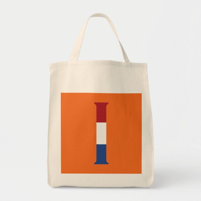 I Monogram överlagd på NLD Flagga på eller gtcn Tygkasse (Framsidan)