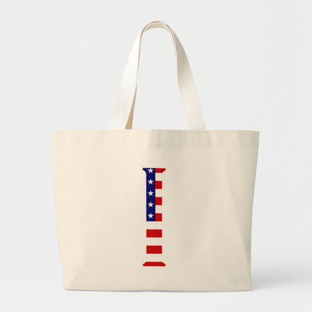 I Monogram överlagt på USA flagga jtcnt Jumbo Tygkasse (Framsidan)