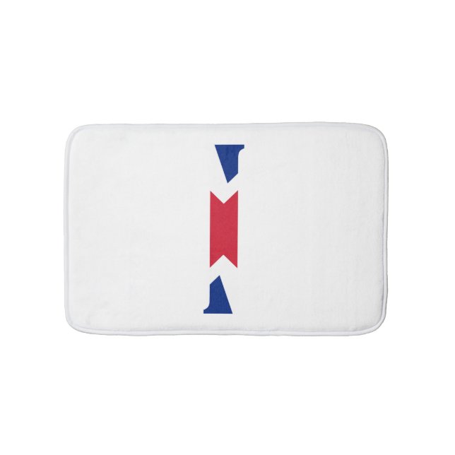 I Monogram överskreds på Union Jack Flagga. Badrumsmatta (Framsidan)