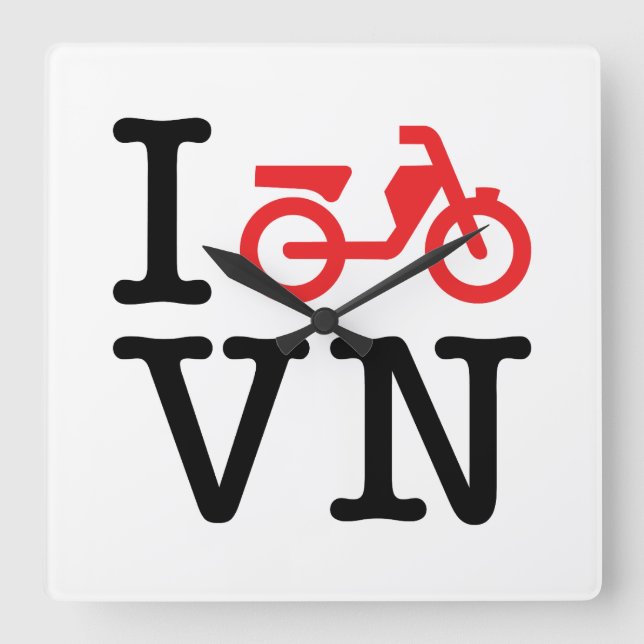 I Motorcykel Vietnam Fyrkantig Klocka (Framsida)