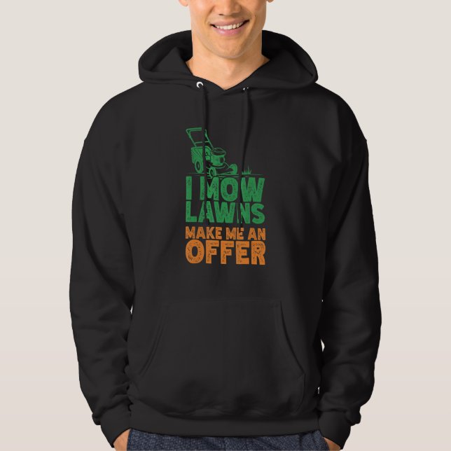 I Mow Gräsmatta Mows Landscaping Mower Farm  Hoodie (Framsida)