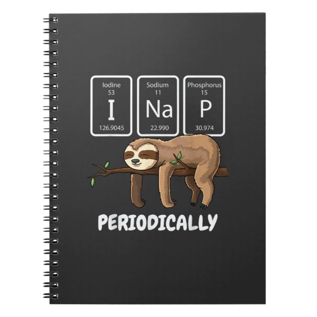I Nap Periodically Science Sloth Periodic Table El Anteckningsbok (Framsidan)