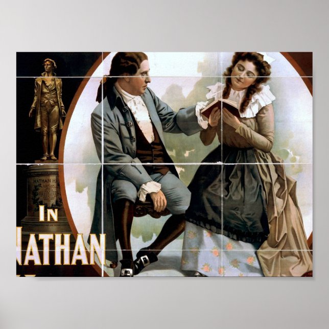 I Nathan Hale, av "Clyde Fitch" Vintage Theater Poster (Framsidan)