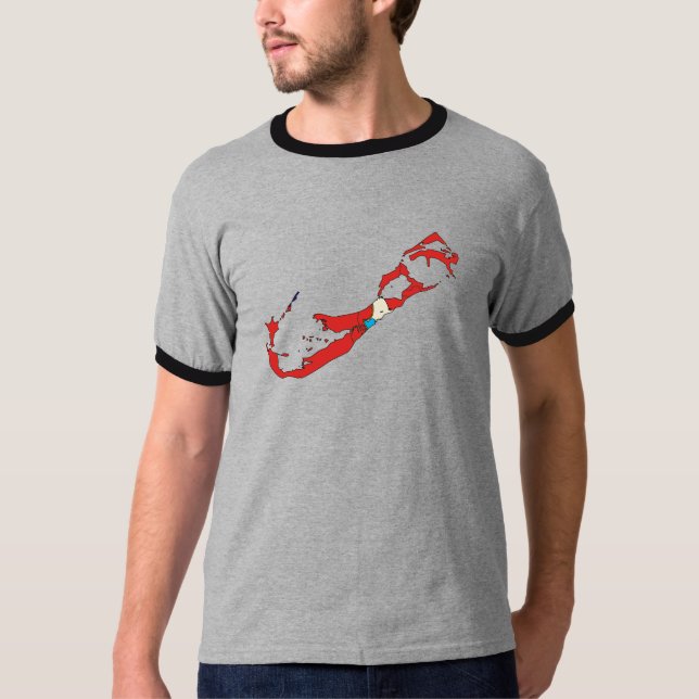 I naturlig storlek Bermuda flaggakarta Tee (Framsida)