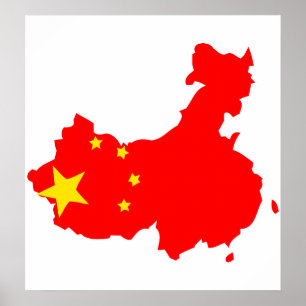 I naturlig storlek chinaflaggakarta poster