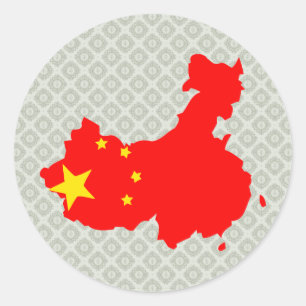 I naturlig storlek chinaflaggakarta runt klistermärke