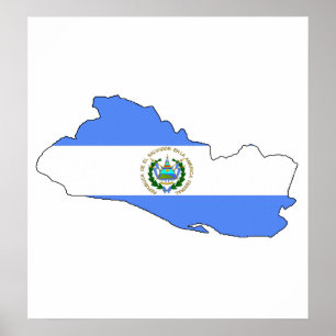 I naturlig storlek El Salvador flaggakarta Poster