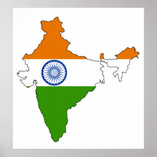 I naturlig storlek Indien flaggakarta Poster