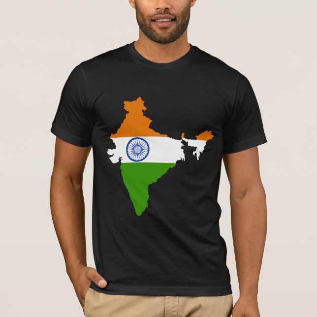 I naturlig storlek Indien flaggakarta Tee (Framsida)