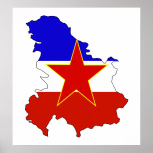 I naturlig storlek Jugoslavien flaggakarta Poster
