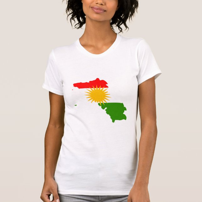 I naturlig storlek Kurdistanflaggakarta T Shirt (Framsida)
