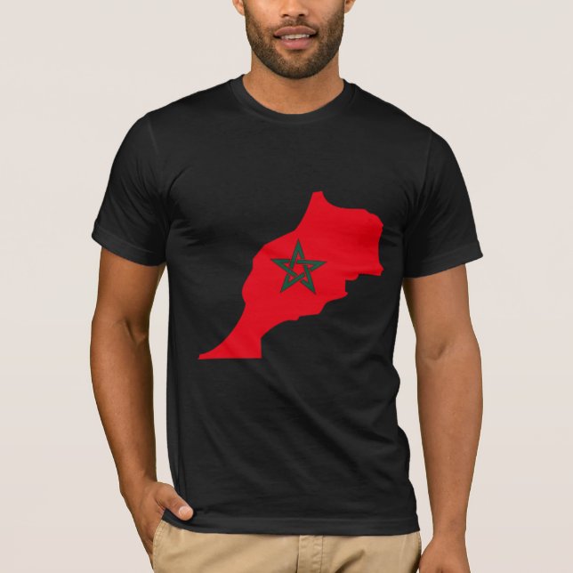 I naturlig storlek Marocko flaggakarta Tee Shirt (Framsida)