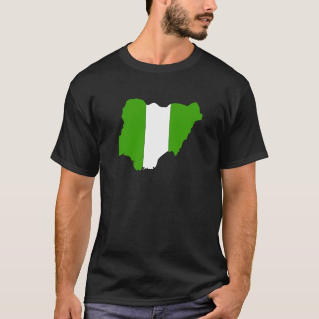 I naturlig storlek Nigeria flaggakarta Tee (Framsida)