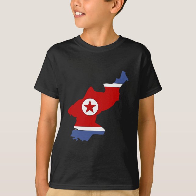 I naturlig storlek Nordkorea flaggakarta Tee (Framsida)
