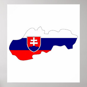 I naturlig storlek Slovakien flaggakarta Poster