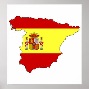 I naturlig storlek Spanien flaggakarta Poster