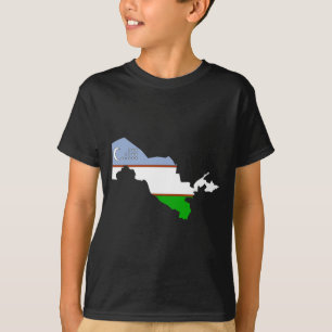 I naturlig storlek Uzbekistan flaggakarta Tee