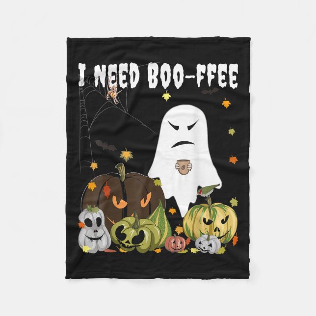 I Need Boo-ffee Ghost Jack-o-lantern Coffee Lover  Fleecefilt (Framsidan)