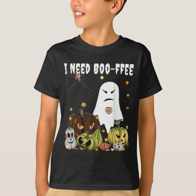 I Need Boo-ffee Ghost Jack-o-lantern Coffee Lover  T Shirt (Framsida)