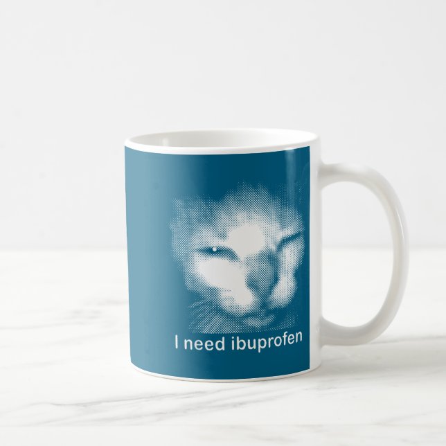 I Need Ibuprofen Cat Meme Funny Silly Cat Ironic W Kaffemugg (Höger)
