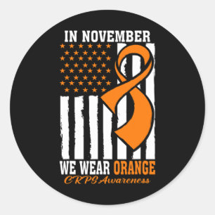 I november 2010 Bära Orange Ribbon CRPS Awareness Runt Klistermärke