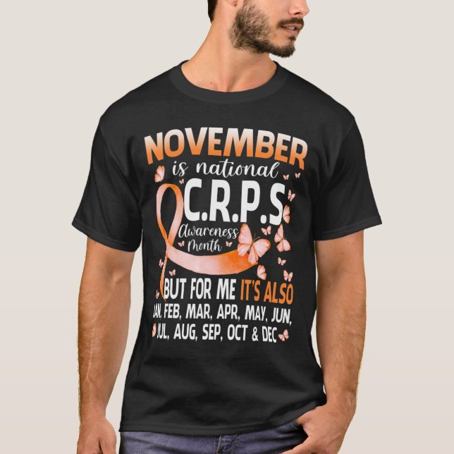 I november 2010 Bära Orange Ribbon CRPS Awareness  T Shirt (Framsida)
