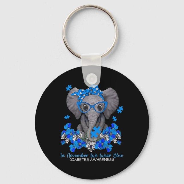 I november 2010 Bära vi Blue Elephant Diabetes Awa Nyckelring (Framsida)
