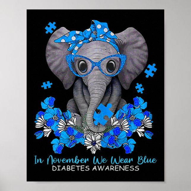 I november 2010 Bära vi Blue Elephant Diabetes Awa Poster (Framsidan)