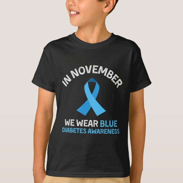 I november 2010 Bära vi Blue Support Diabetes Awar T Shirt (Framsida)