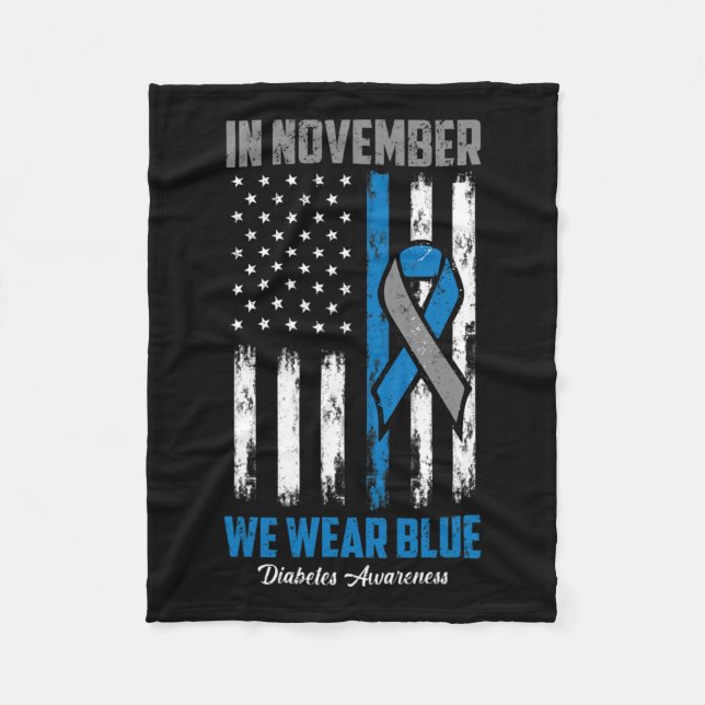 I november 2010 Bära vi Blue USA flagga Diabetes A Fleecefilt (Framsidan)