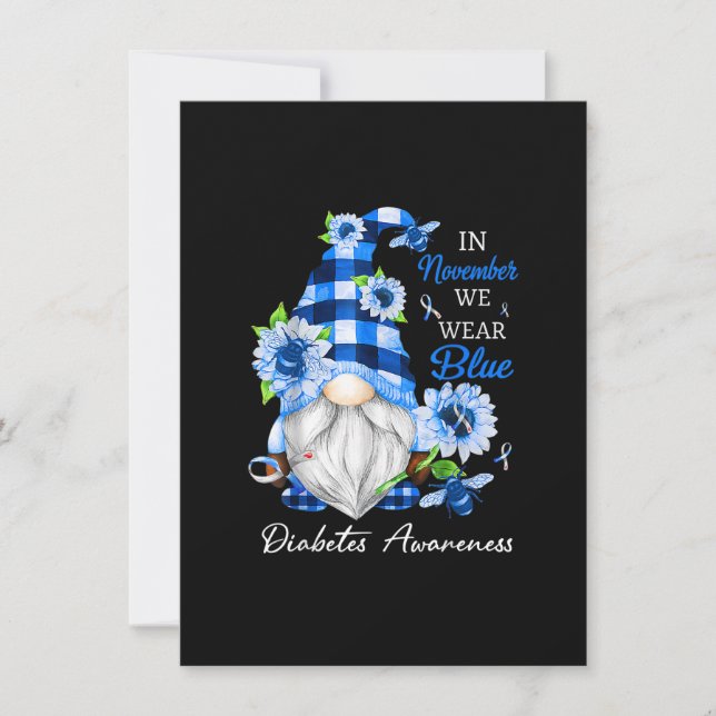 I November Bär Vi Blå Tomte Diabetes Medvetenhet Inbjudningar (Framsida)