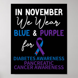 I november Bära Blue and Lila Diabetes Pancer Poster