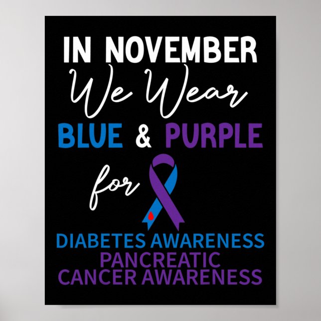 I november Bära Blue and Lila Diabetes Pancer Poster (Framsidan)