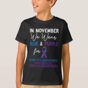 I november Bära Blue and Lila Diabetes Pancer T Shirt