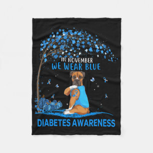 I november Bära Blue Boxer Tattoo Hund Diabetes Fleecefilt