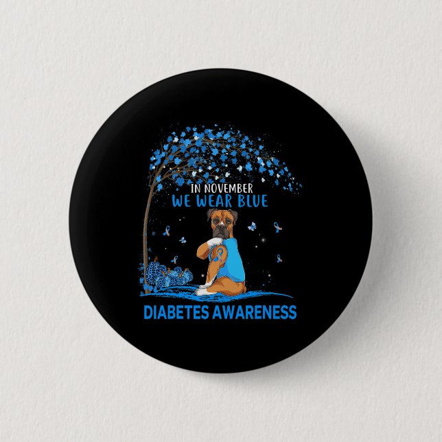 I november Bära Blue Boxer Tattoo Hund Diabetes Knapp (Framsida)