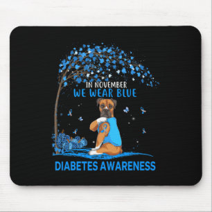 I november Bära Blue Boxer Tattoo Hund Diabetes Musmatta